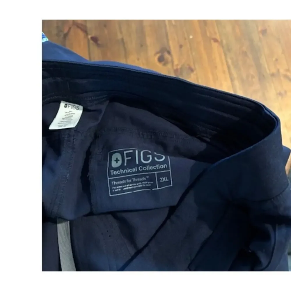 Figs Scrub Pants Mens 2XL Navy Blue Medical Drawstring Straight Leg XXL